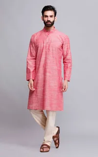 Set of 2: Dusty Pink Cotton Kurta and Pajama image 1