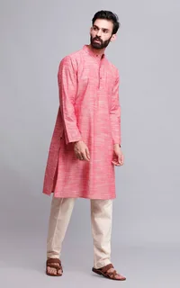 Set of 2: Dusty Pink Cotton Kurta and Pajama image 2
