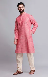 Set of 2: Dusty Pink Cotton Kurta and Pajama image 3
