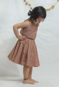 Set of 2: Light Brown Chanderi Blouse with Lehenga image 3