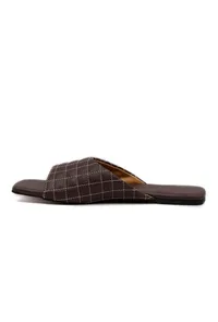 Pecan Brown Quilted Cruelty Free Leather Sliders image 4