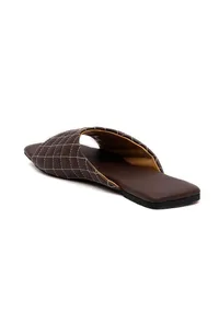 Pecan Brown Quilted Cruelty Free Leather Sliders image 6