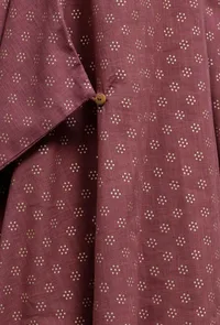 Plum Hand-Block Printed Asymmetrical Short Kurta image 5