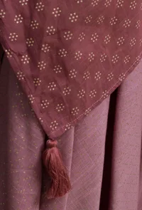 Plum Hand-Block Printed Asymmetrical Short Kurta image 6