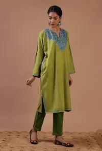 Husk Woolen Ari Embroidered Phiran- Free Size image 3