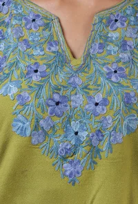 Husk Woolen Ari Embroidered Phiran- Free Size image 5