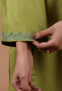 Husk Woolen Ari Embroidered Phiran- Free Size image 6