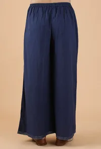 Set Of 2:Ramya Indigo Buta Printed Panelled Gathered Kurta & Palazzo Pants image 6