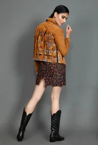 Kutch Embroidered Suede Jacket image 5