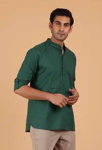 Pine Green Plain Sustainable Cotton Shirt image 2