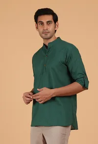 Pine Green Plain Sustainable Cotton Shirt image 3
