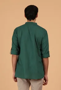 Pine Green Plain Sustainable Cotton Shirt image 4