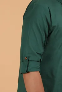 Pine Green Plain Sustainable Cotton Shirt image 6