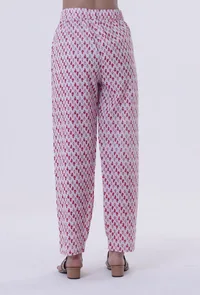 White Cotton Block Printed With Red Motif Pant image 3