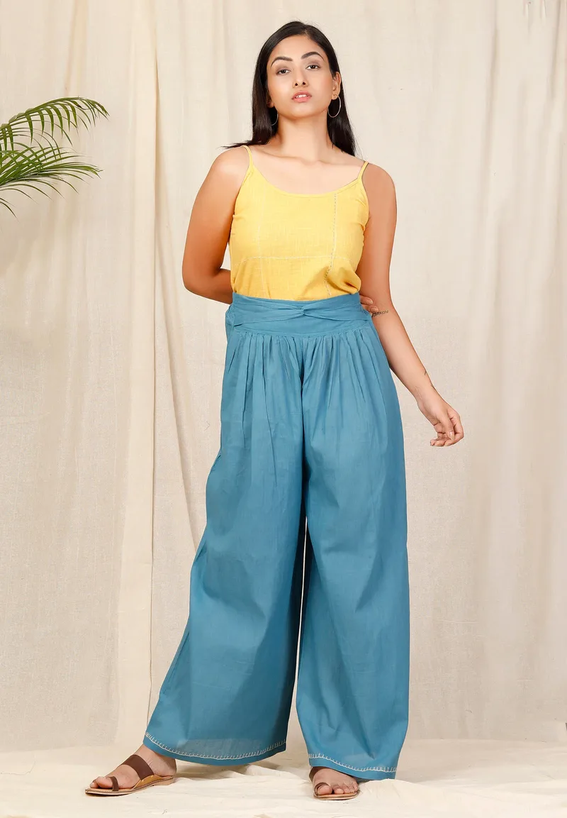 Set Of 2: Surya Spaghetti Top With Asmani Plazzo