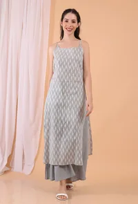 Set of 2: Cadet Grey Cotton Slip with Palazzo Pants image 1