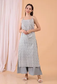 Set of 2: Cadet Grey Cotton Slip with Palazzo Pants image 2