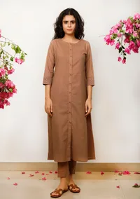 Brown Cotton Kurta image 2