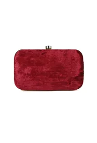 Red velvety rectangular clutch image 5