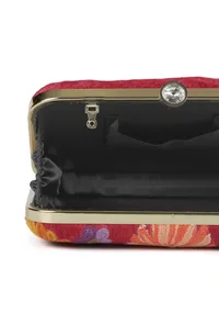 Red velvety rectangular clutch image 6