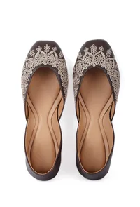 Tahira Grey Dori Zari Embroidered Jutti image 2