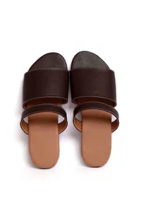 Tortilla Brown Cruelty Free Leather Sliders image 1