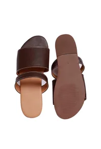 Tortilla Brown Cruelty Free Leather Sliders image 2