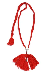 Scarlet Red Thread Silver Tribal Necklace image 2