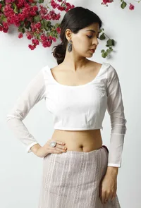 The Elegant White Kota Blouse image 2