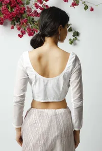 The Elegant White Kota Blouse image 3