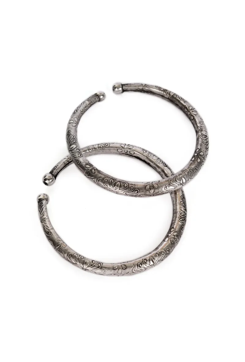 German Silver Designer Antique Look Flower Design Traditional Kada Anklet