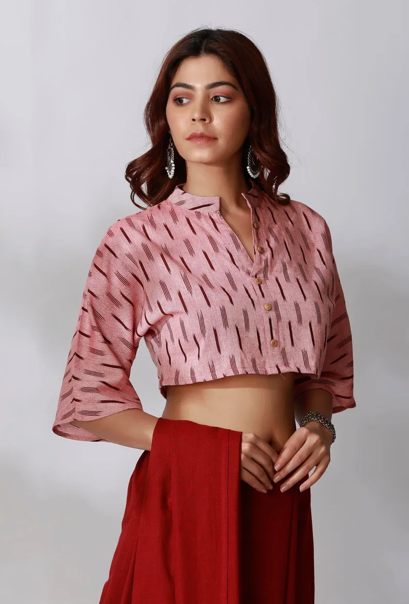 Maroon Ikkat Shirt Blouse