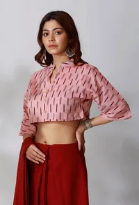 Maroon Ikkat Shirt Blouse image 2