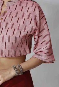 Maroon Ikkat Shirt Blouse image 4