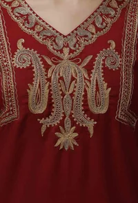 Maroon Cashmilon Straight Kurta image 4