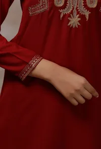 Maroon Cashmilon Straight Kurta image 5