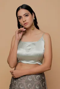 Pastel Green Satin Spagette Strap Blouse image 2