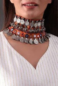 Red and Orange Kutch Choker image 1