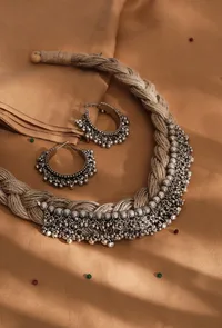 German Silver With Gunguru Jute Necklace Set image 1