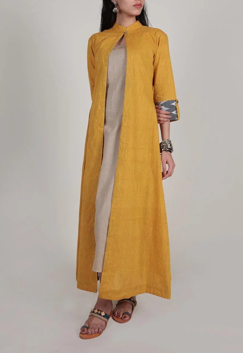 Set Of 2: Mustard & Beige pure cotton cap and inner