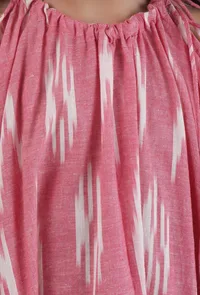 Pink Ikat Tie Up Kaftan Cotton Dress image 5