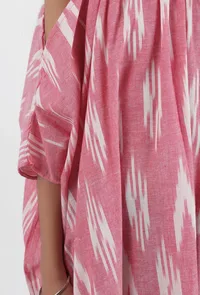 Pink Ikat Tie Up Kaftan Cotton Dress image 6