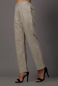 Grey Pure Woven Cotton Pants image 2