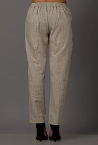 Grey Pure Woven Cotton Pants image 3