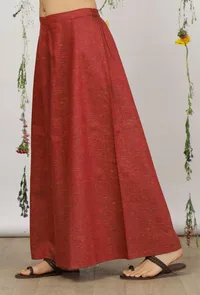 Carmine Red Khadi Cotton Flared Palazzo image 3