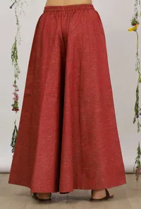 Carmine Red Khadi Cotton Flared Palazzo image 4