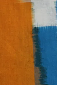 Sea Blue And White Ikat Dupatta With Tassels image 3