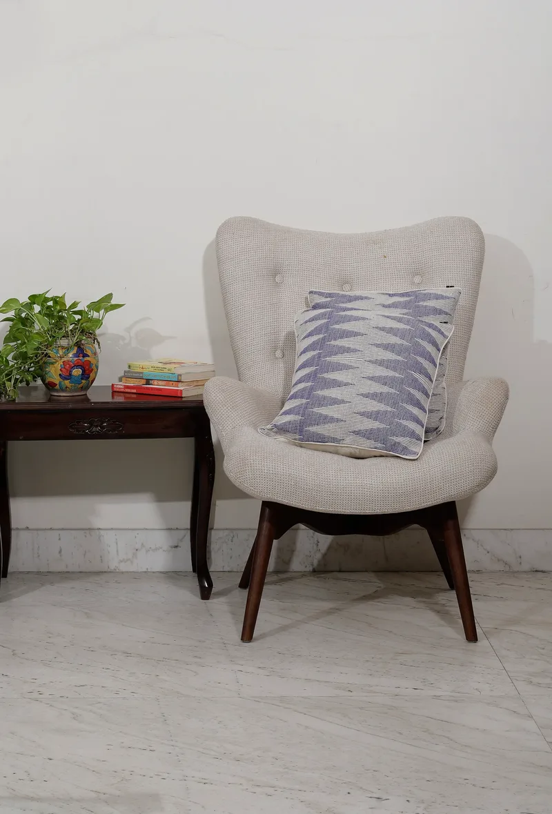 Set of 2: Sky Blue Handcrafted Jacquard Cushion Covers