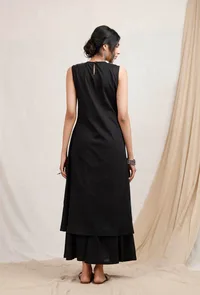 Set of 2: Black A line cotton Kurta and Pallazos image 2