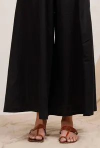 Set of 2: Black A line cotton Kurta and Pallazos image 5